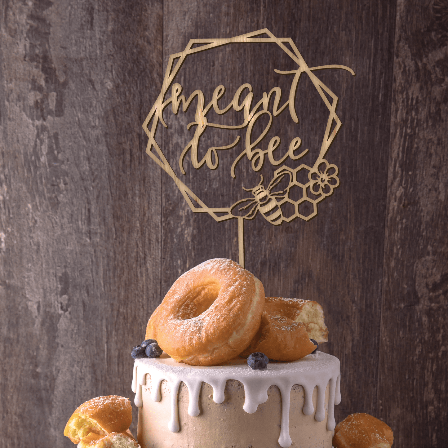 Meant to Bee Geometric Cake Topper - Faux Theory Design
