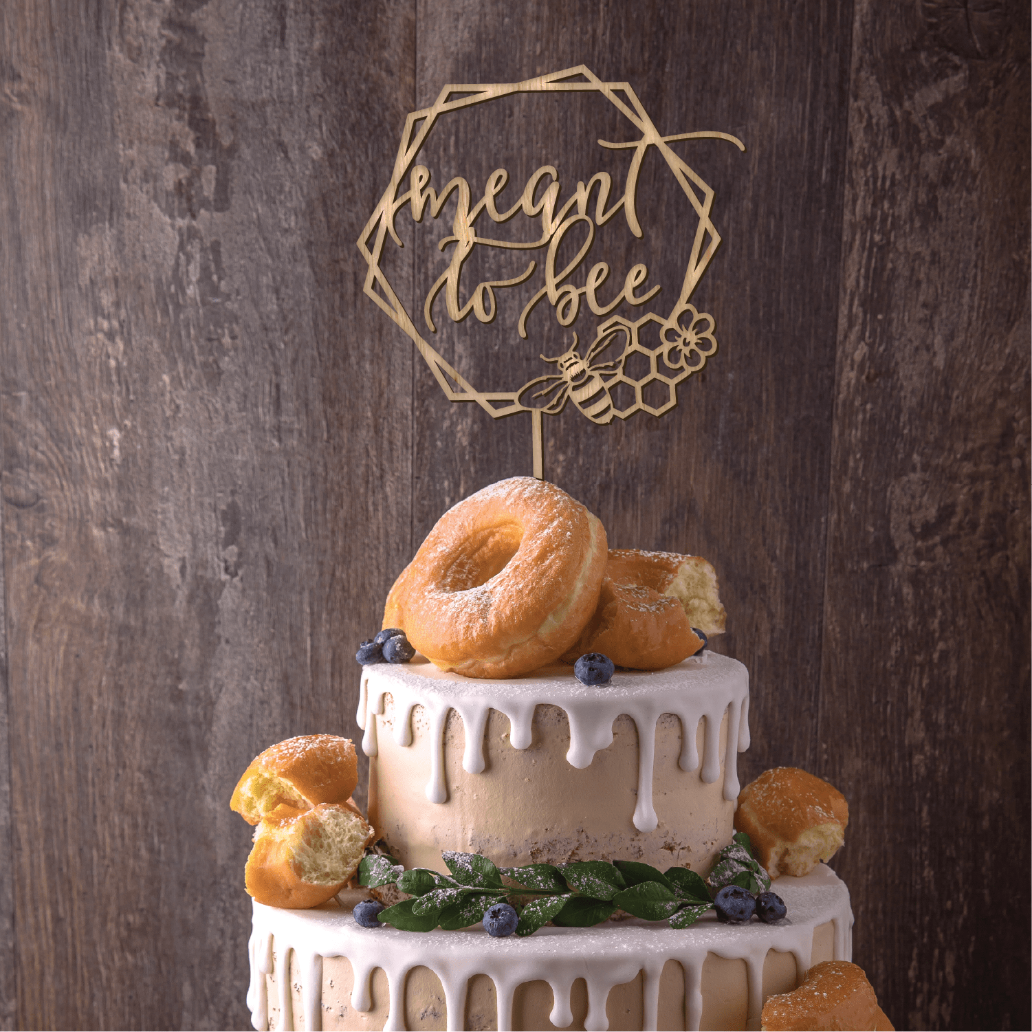 Meant to Bee Geometric Cake Topper - Faux Theory Design