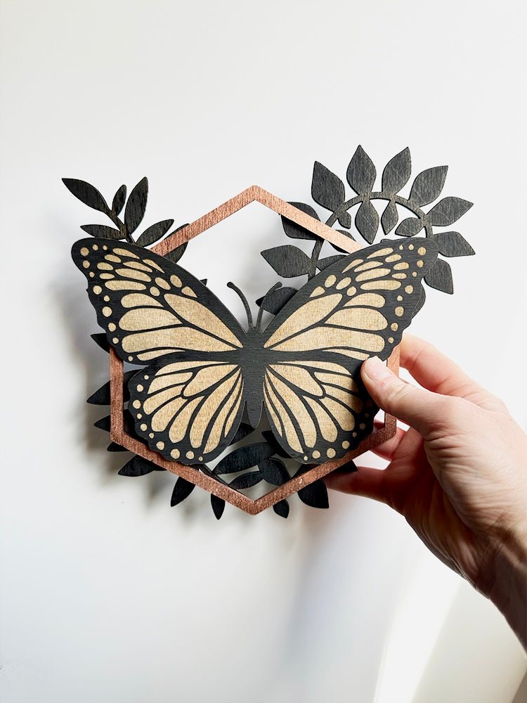 Monarch Butterfly with Ferns - Faux Theory Design