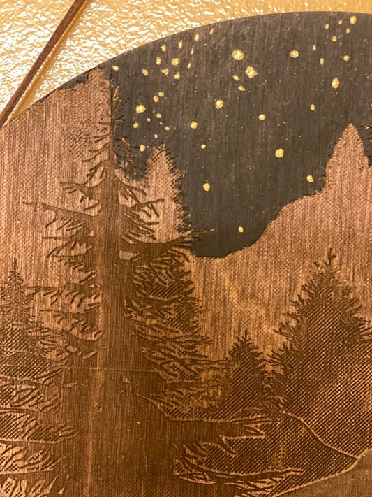 Night Sky with Blue Ocean Wall Art - Faux Theory Design