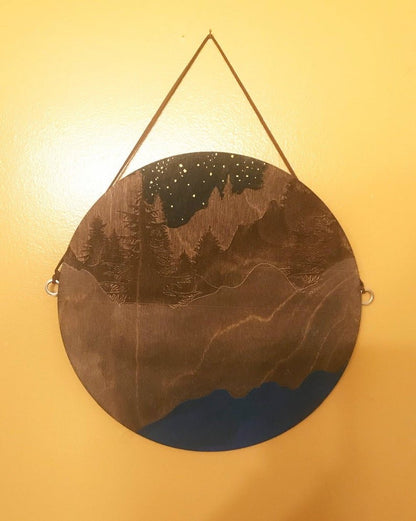 Night Sky with Blue Ocean Wall Art - Faux Theory Design