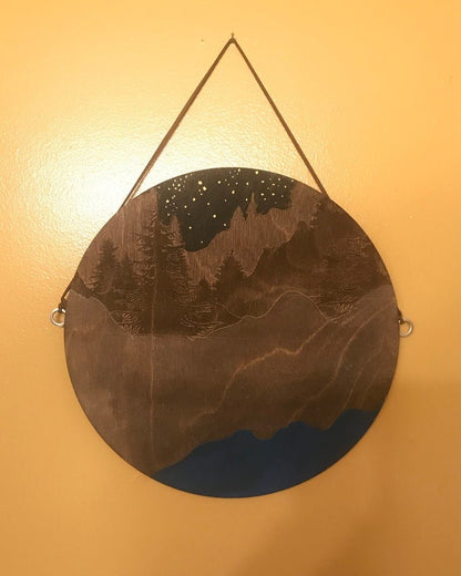 Night Sky with Blue Ocean Wall Art - Faux Theory Design