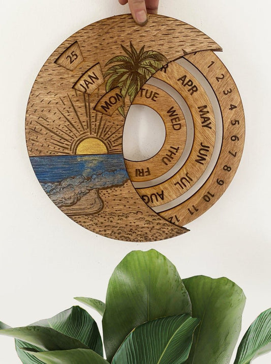 Perpetual Calendar Beach Painting - Faux Theory Design