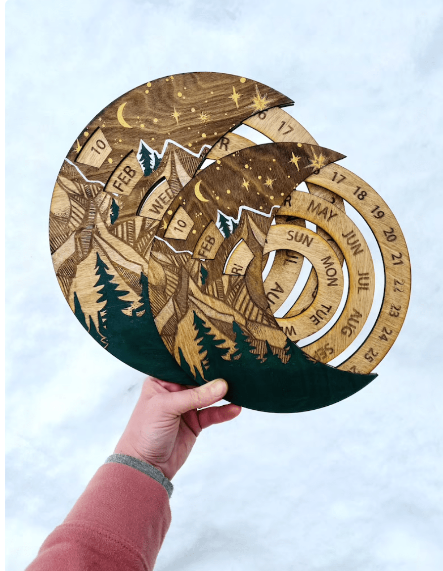 Perpetual Calendar Mountain Painting - Faux Theory Design