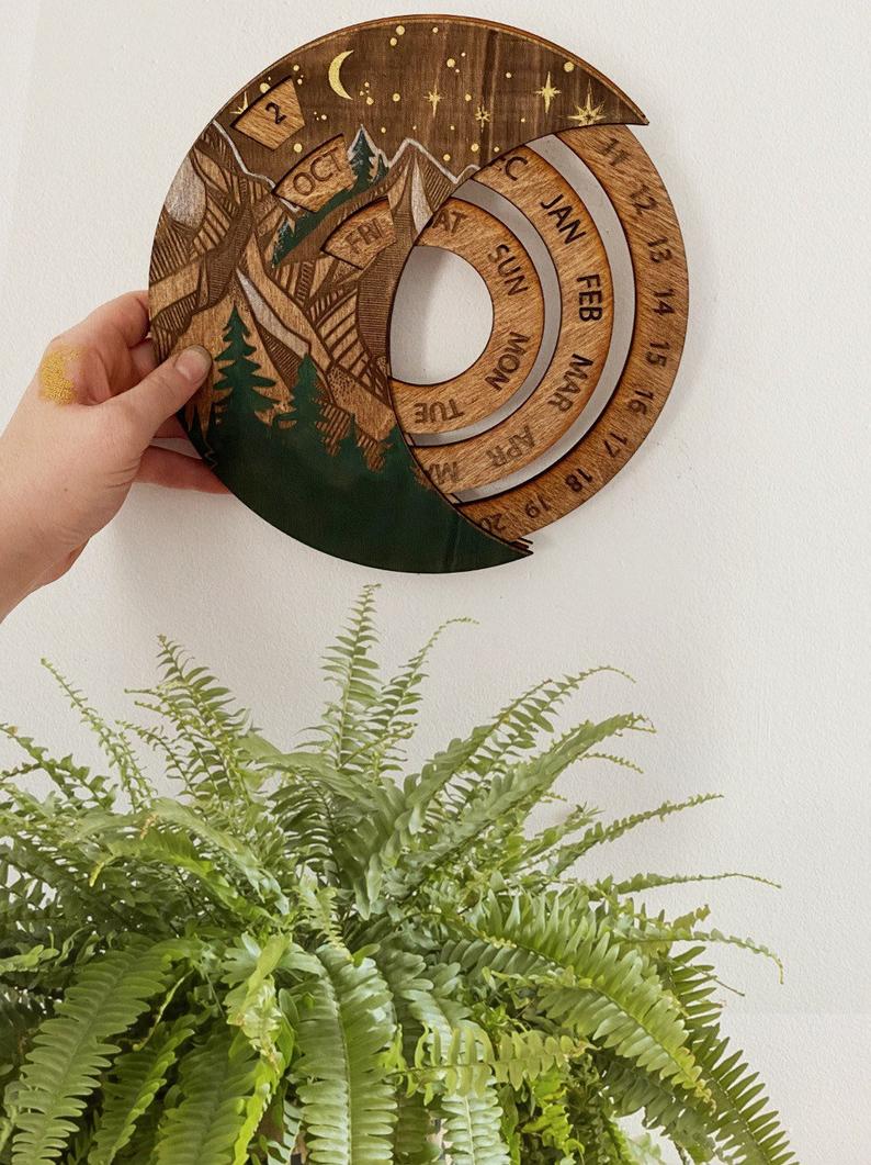 Perpetual Calendar Mountain Painting - Faux Theory Design