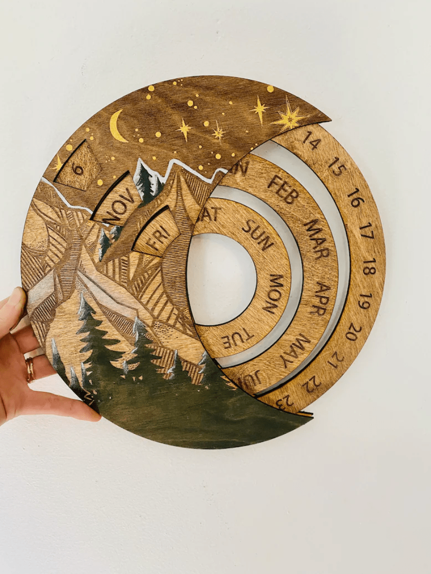 Perpetual Calendar Mountain Painting - Faux Theory Design