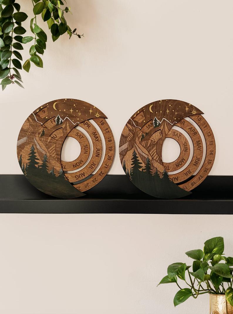 Perpetual Calendar Mountain Painting - Faux Theory Design