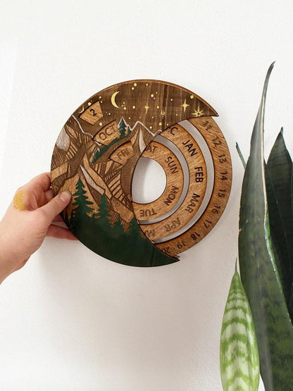 Perpetual Calendar Mountain Painting - Faux Theory Design