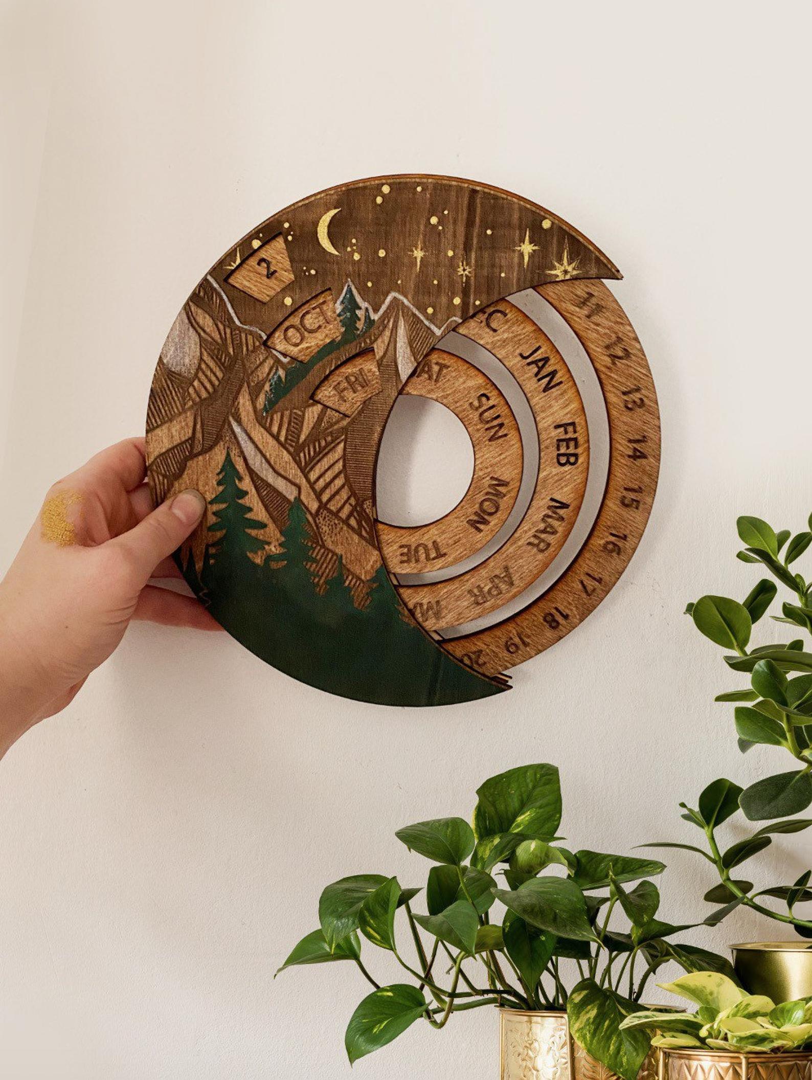 Perpetual Calendar Mountain Painting - Faux Theory Design