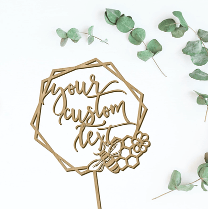 Personalized Bee Wedding Cake Topper - Faux Theory Design