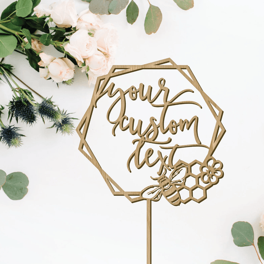 Personalized Bee Wedding Cake Topper - Faux Theory Design