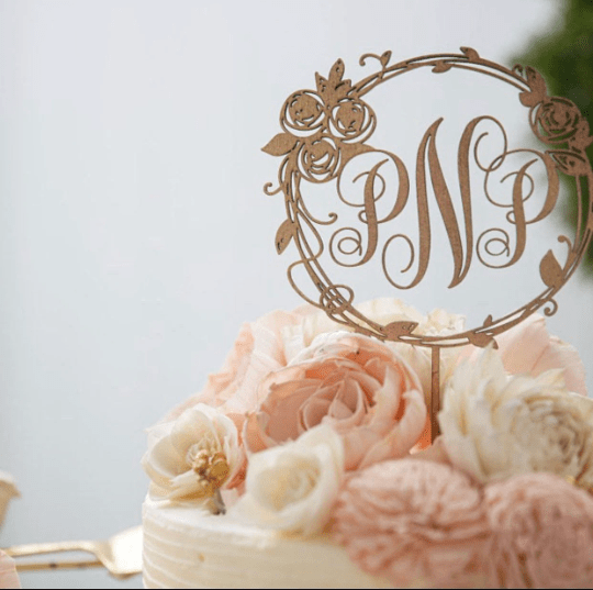 Personalized Vine Wreath Cake Topper - Faux Theory Design
