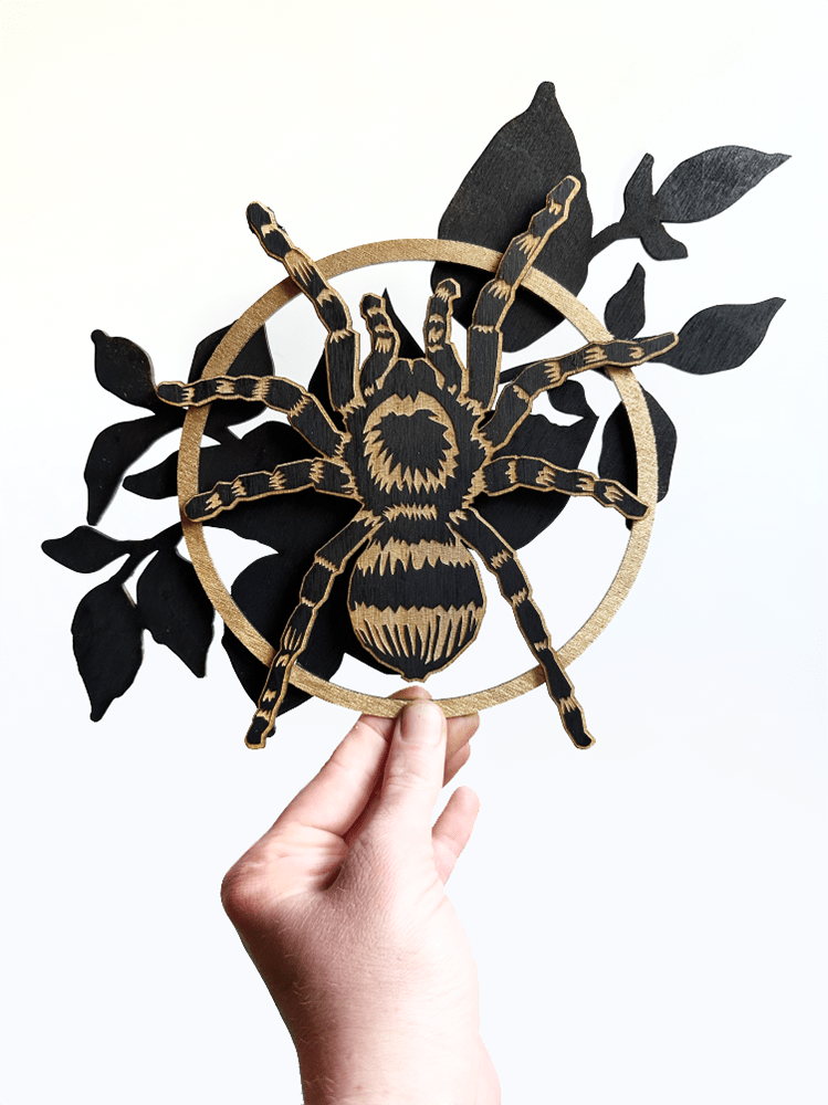 Geometric Tarantula with Botanicals - Faux Theory Design