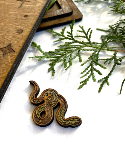 Snake and Moons | Wooden Tic-Tac-Toe Game - Faux Theory Design