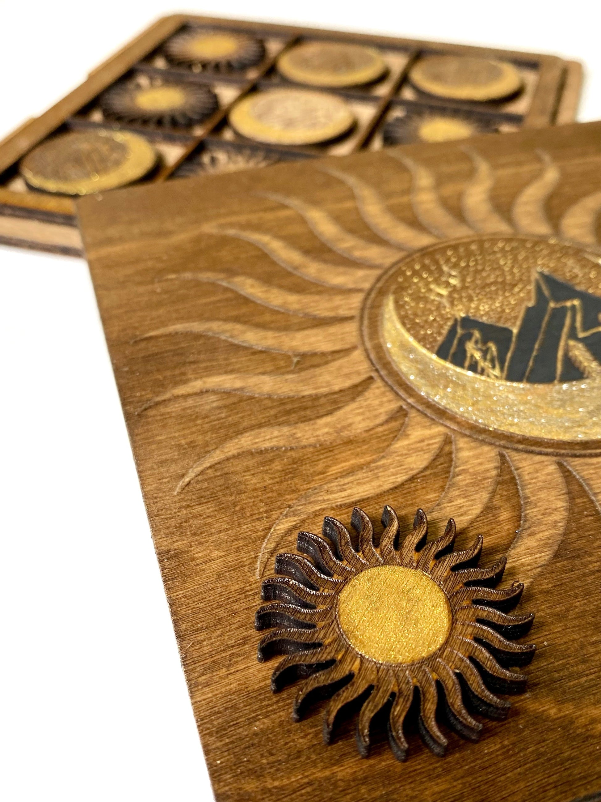 Sun and Moon | Wooden Tic-Tac-Toe Game - Faux Theory Design