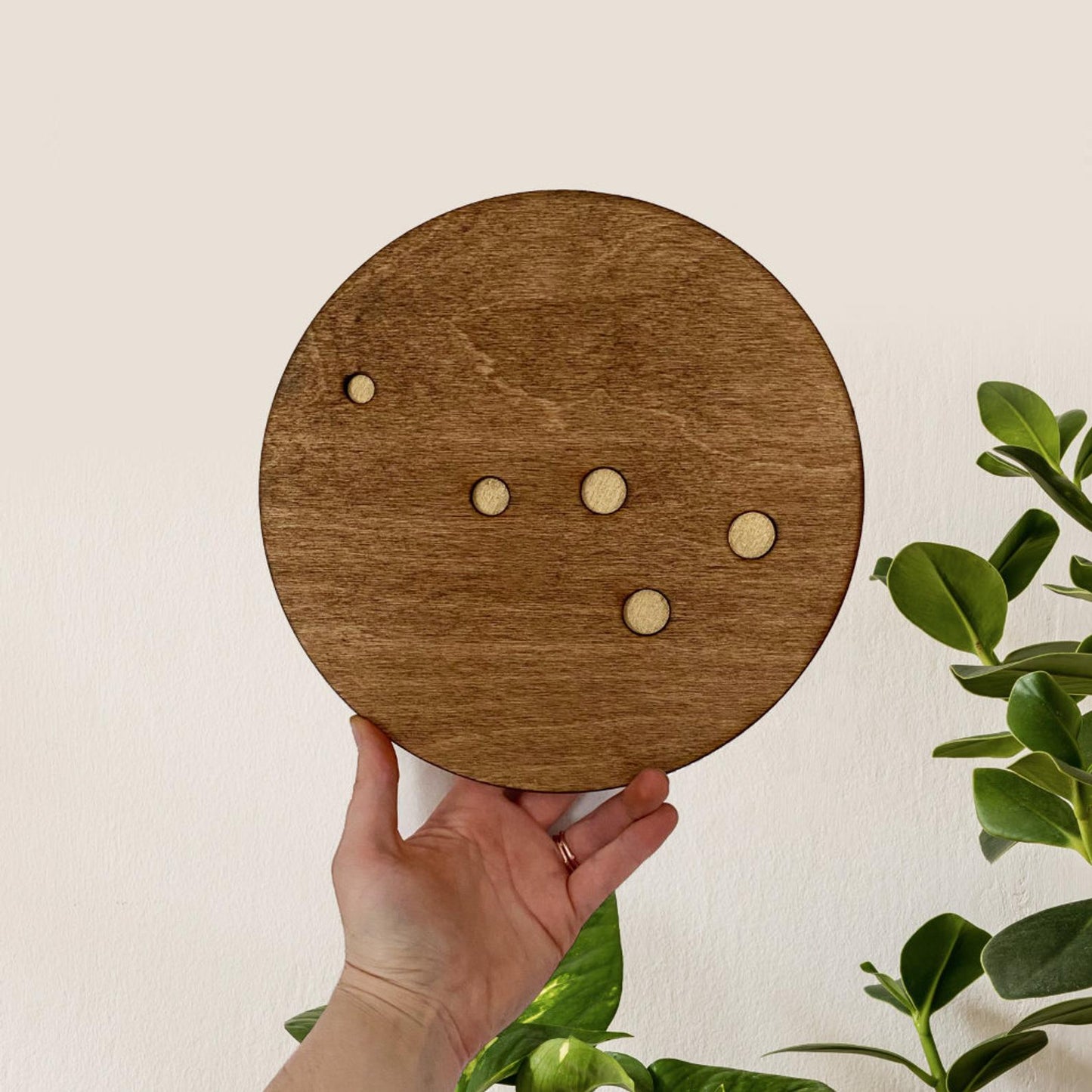 Walnut Zodiac Wall Hanging, Gold Inlay - Faux Theory Design
