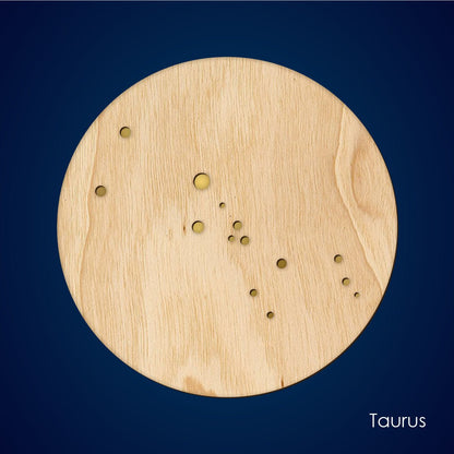 Walnut Zodiac Wall Hanging, Gold Inlay - Faux Theory Design