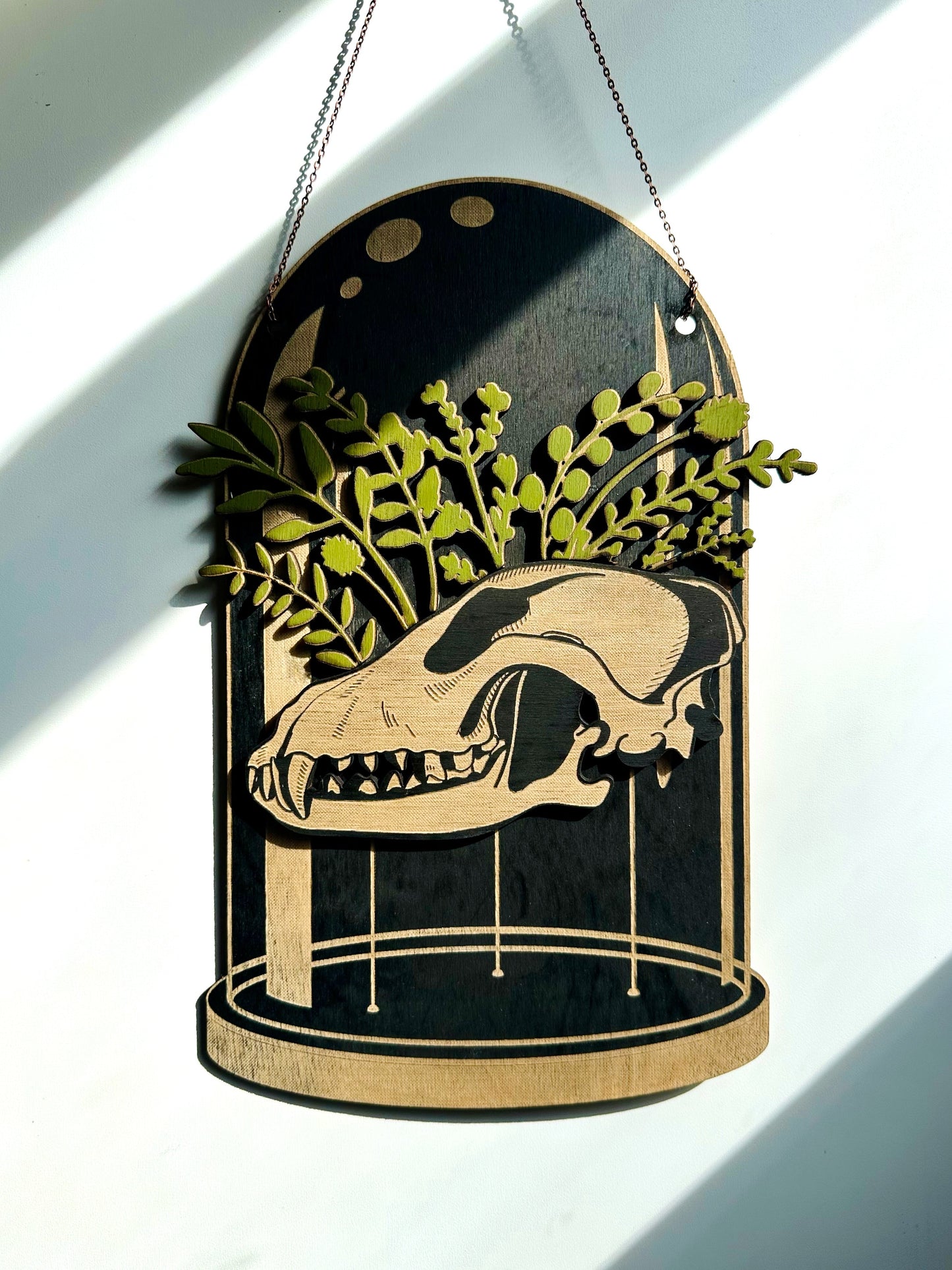 Wolf Skull Botanical Dome, Curiosities Dome - Faux Theory Design