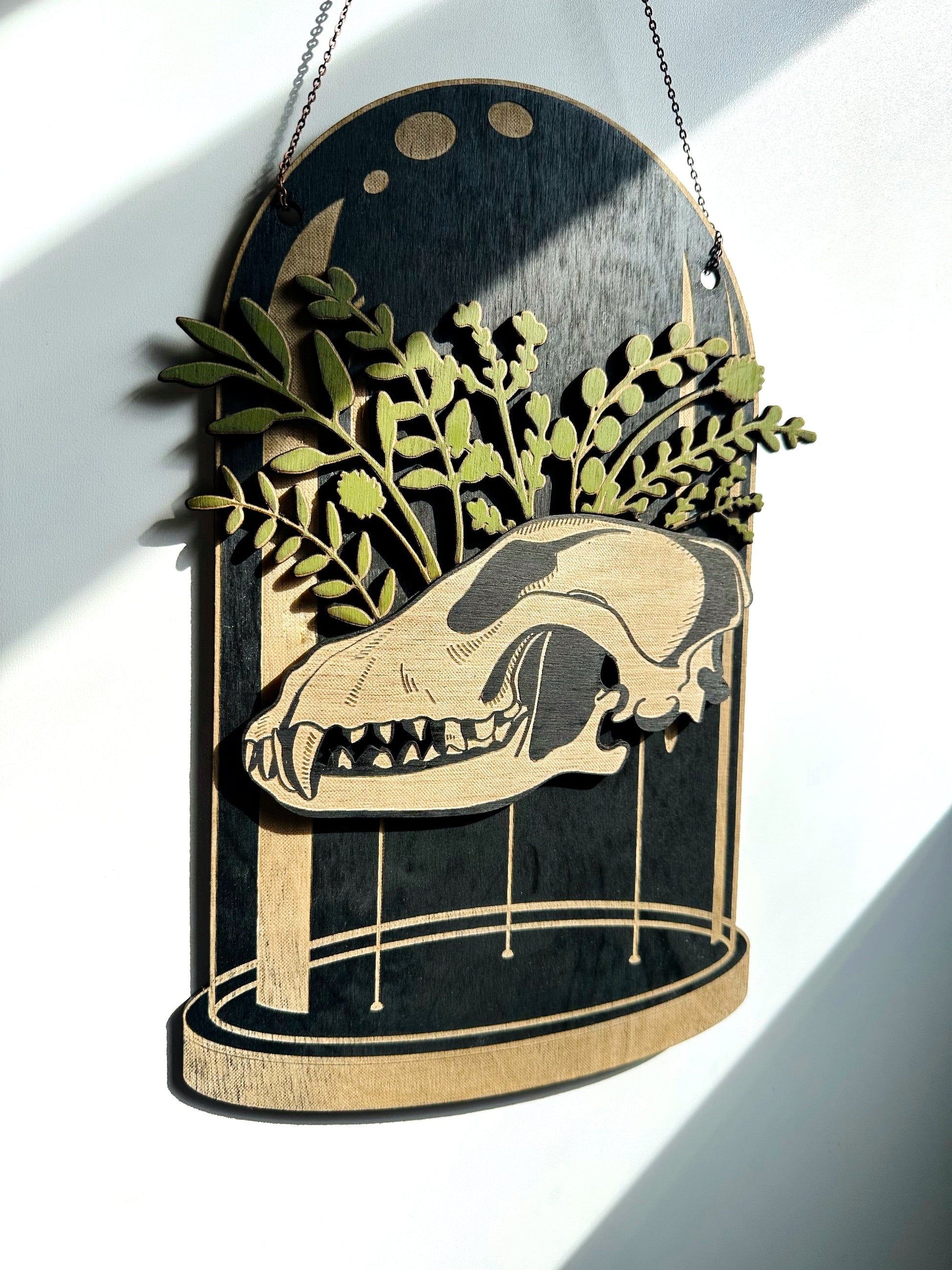 Wolf Skull Botanical Dome, Curiosities Dome - Faux Theory Design