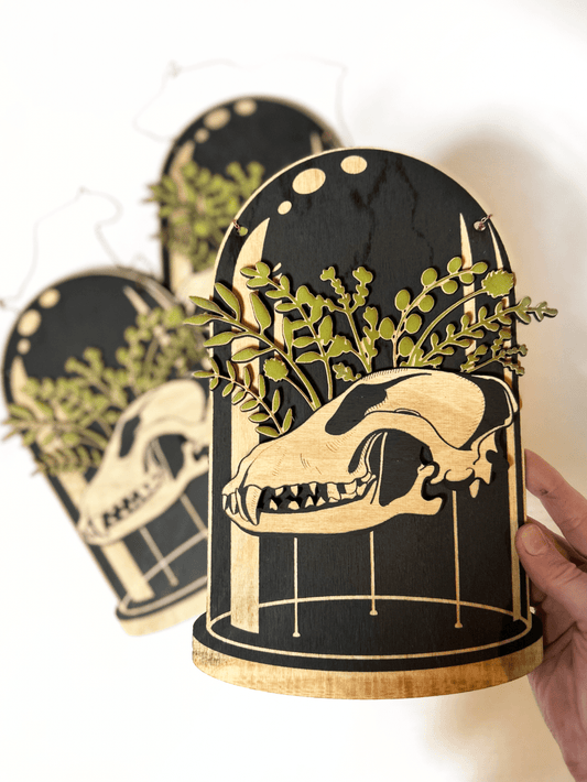Wolf Skull Botanical Dome, Curiosities Dome - Faux Theory Design