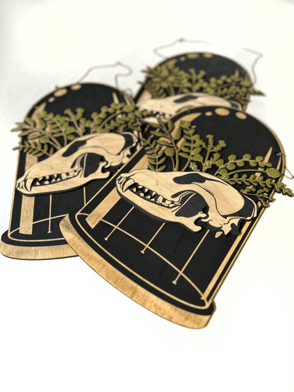 Wolf Skull Botanical Dome, Curiosities Dome - Faux Theory Design