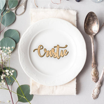 Wood Name Place Cards, Rustic Wedding Decor, Event Accessories - Faux Theory Design