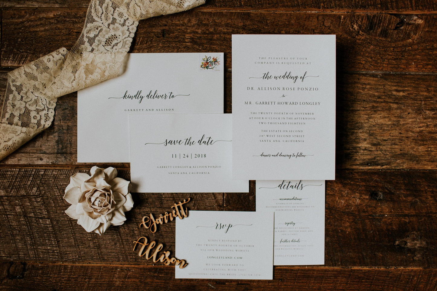 Wood Name Place Cards, Rustic Wedding Decor, Event Accessories - Faux Theory Design